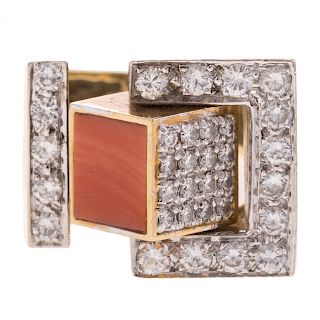 A 14K Diamond Ring with Spinning Cube