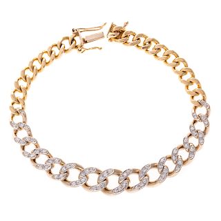 A Lady's Diamond Curb Link Bracelet in 18K