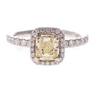 A Lady's Natural Yellow Diamond Ring in Platinum