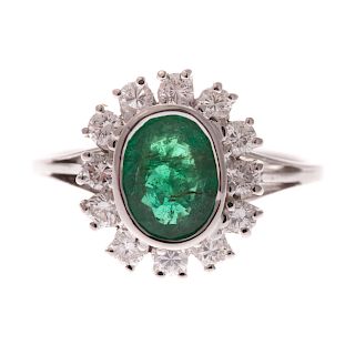 A Lady's GIA Emerald & Diamond Ring in 14K