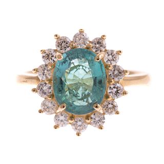 A Rare Paraiba Tourmaline & Diamond Ring