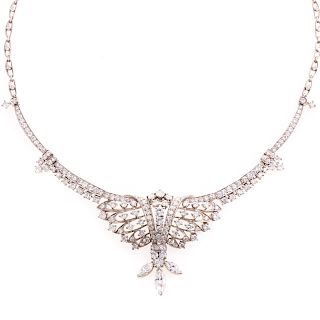 A Lady's Diamond Art Necklace in Platinum
