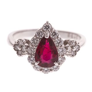 A Lady's Unheated Ruby & Diamond Ring