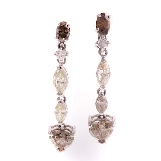 A Pair of Colored Diamond Dangle Earrings