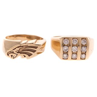 A Gent's "Eagles" Ring & Diamonds Band in Gold