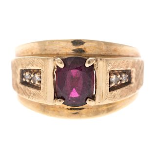A Gentlemen's Ruby & Diamond Ring in 14K