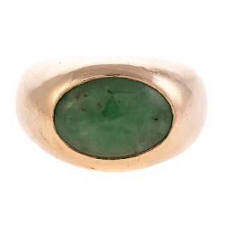 A Gent's GIA Natural Jade Ring in 14K Gold