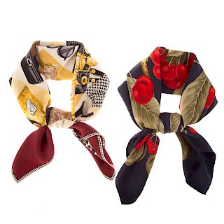 A Pair of Lady's Christian Dior Silk Scarves
