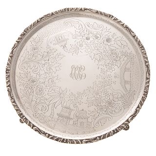 Rare Kirk sterling silver footed salver