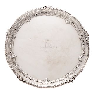 Victorian silver footed salver