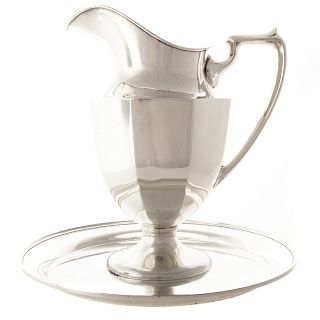 American sterling water pitcher and a tray