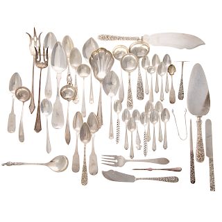 Large assortment sterling & coin silver flatware