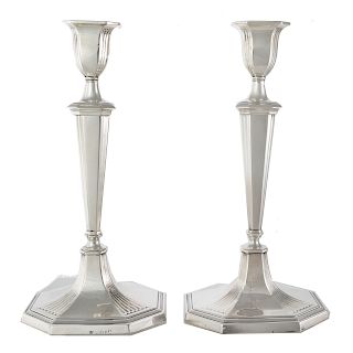 Pair of George III silver candlesticks