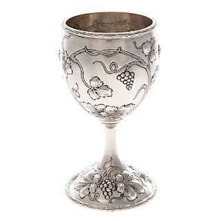 Repousse sterling silver goblet