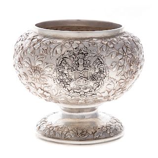 Repousse sterling footed bowl