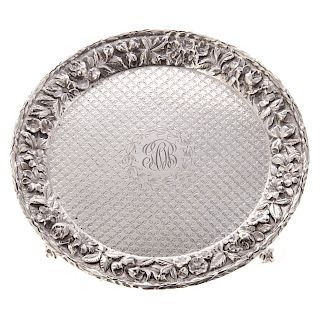 Kirk repousse sterling silver card tray