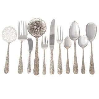Kirk "Repousse" sterling flatware service for 12