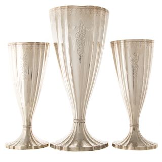 Trio of sterling vases by Marcus & Co. New York