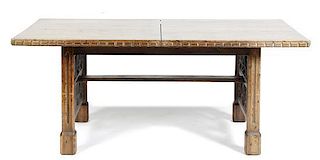 A Jacobean Style Extension Table, Height 29 1/4 x width 42 x length 125 3/8 inches. (with leaves)