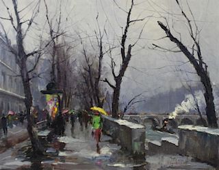 LAZAREV, Vladimir.  Oil on Canvas. Paris Scene.