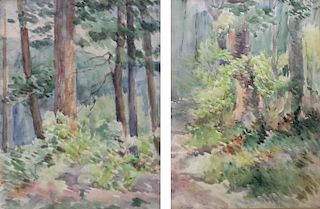LOT of Two Apparently Unsigned Watercolors. Forest