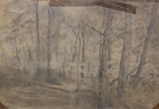 INITIALED CL. Pencil on Paper. Landscape.