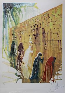 SIGNED DALI. Color Lithograph. Western Wall.