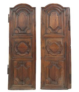 A French Carved Wood Double Door, Height 68 1/2 x 23 1/2 inches.