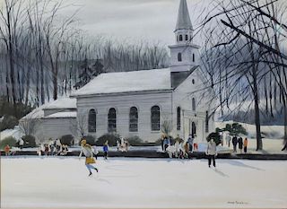 FERIOLA, James. Watercolor. Church in Winter.