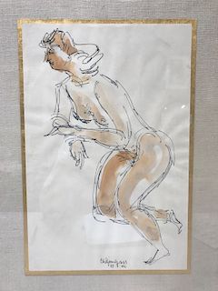 GROSS, Chaim. Ink and Wash. Nude.