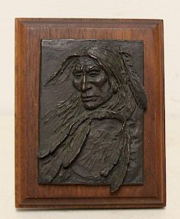 GEERE,Ernest. Bronze Plaque Of an Indian