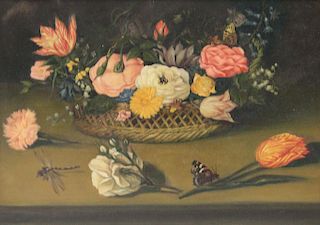 UNSIGNED. Oil on Canvas. Floral Still Life.