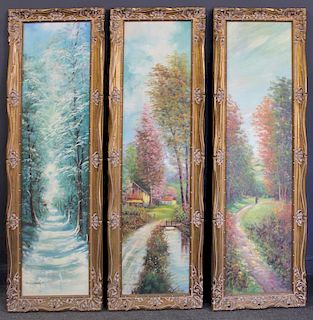 COLLAZZI, J. Lot of Three Oils on Canvas. Seasonal
