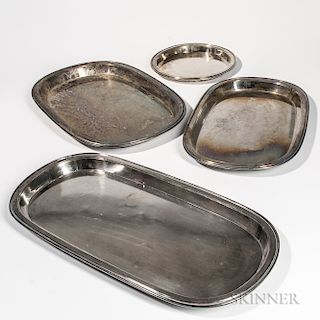 Four French .800 Silver Serving Dishes