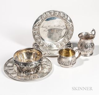 Six Pieces of Children's Silver Tableware