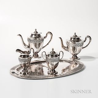 Five-piece Mexican Sterling Silver Tea and Coffee Service