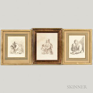 Francesco Bartolozzi (Italian, 1727-1815)  Three Framed Etchings After Works by Guercino.