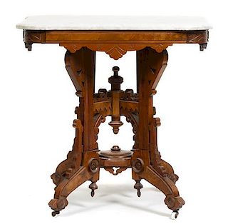 An Eastlake Occasional Table, Height 28 5/8 x width 28 3/8 x depth 20 1/2 inches.