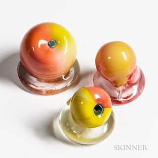 Three New England Glass Company Fruit Paperweights