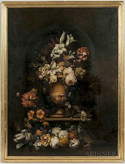 Continental School, 17th Century Style  An Arrangement of Flowers Cascading from an Urn