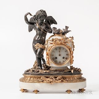 Gilt and Patinated Bronze-mounted Onyx Mantel Clock