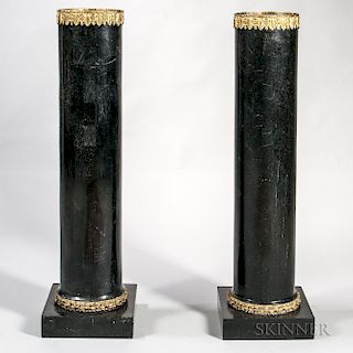 Near Pair of Gilt-metal-mounted and Marble-veneered Torchieres