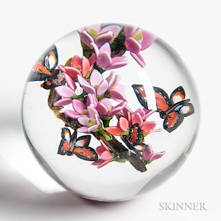 Colin Richardson Butterflies and Flowering Branch Paperweight