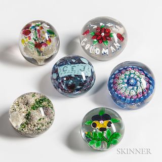 Six Paperweights Including Baccarat