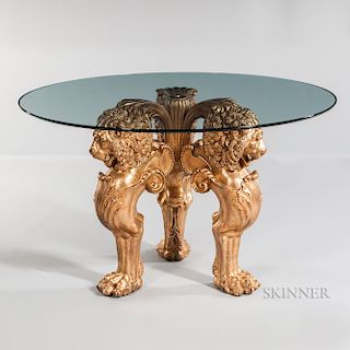 Center Table with Gilt Sculptural Base
