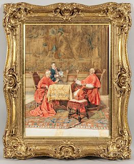 Enrico Tarenghi (Italian, 1848-1938)  The Winning Move, Cardinals Playing Chess