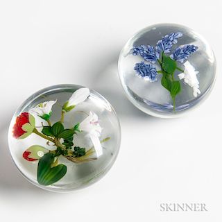 Two Paul Joseph Stankard Floral Paperweights