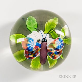 Baccarat Butterfly and Flower Paperweight