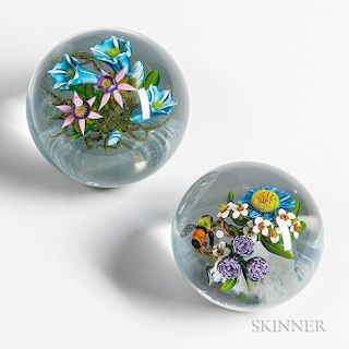 Two Ken Rosenfeld Floral Paperweights