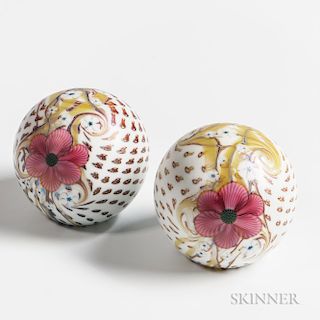 Two Orient and Flume Floral Paperweights